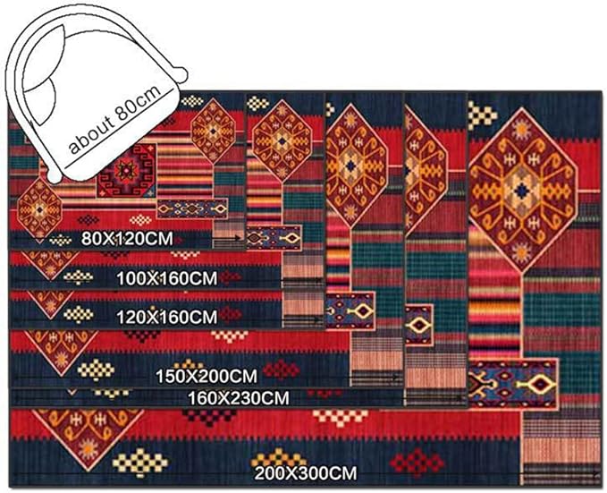Vintage Boho Area Rugs Multicolor Ethnic Style Geometric Splicing Carpets Bedroom Living Room Kitchen Floor Mats Indoor Outdoor Non-Shedding Runner Rug Home Décor Carpet 2' X 8'