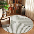 GLN Rugs Contemporary Collection - Machine Washable Area Rug, Contemporary Washable, Non Slip, Low Pile Chenille Rug, Living Room, Bedroom, Kitchen Rug (5'3" Round Green Beige)