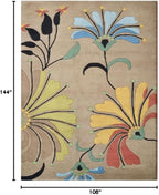 Rugsotic Carpets Hand Tufted Wool ECO-Friendly Area Rugs - 9'x12', Rectangle Shape, Camel, Floral Modern Design, High Pile Thick Handmade Anti Skid Area Rugs for Living Room, Bed Room (K00219)