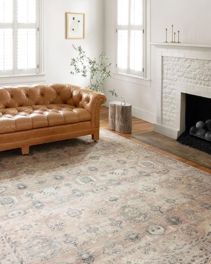 Loloi Hathaway Collection HTH-03 Java/Multi 2'-6" x 7'-6", .25" Thick Runner Rug, Soft, Durable, Printed, Modern, Low Pile, Non-Shedding, Easy Clean, Living Room Rug