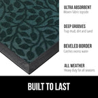 GORILLA GRIP 100% Waterproof All-Season WeatherMax Doormat 35x23, US Designed Natural Rubber, Stain and Fade Resistant, Low Profile Indoor Outdoor Door Mats, Easy Clean Patio Mat, Moss Vine Leaves