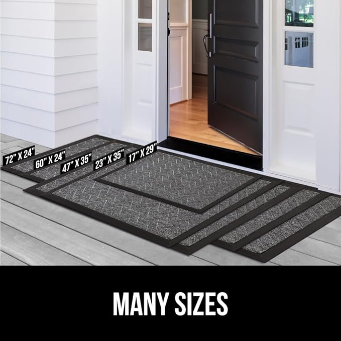 GORILLA GRIP 100% Waterproof All-Season WeatherMax Doormat US Designed Natural Rubber, Stain and Fade Resistant, Low Profile Indoor Outdoor Door Mats, Easy Clean Patio Mat, 17x29, Tan Pawprints