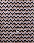 Modern Design Premium Cowhide Leather Carpet with Chevron Pattern, Area Rug (Beige/Black/Grey/Ivory, 3x14)