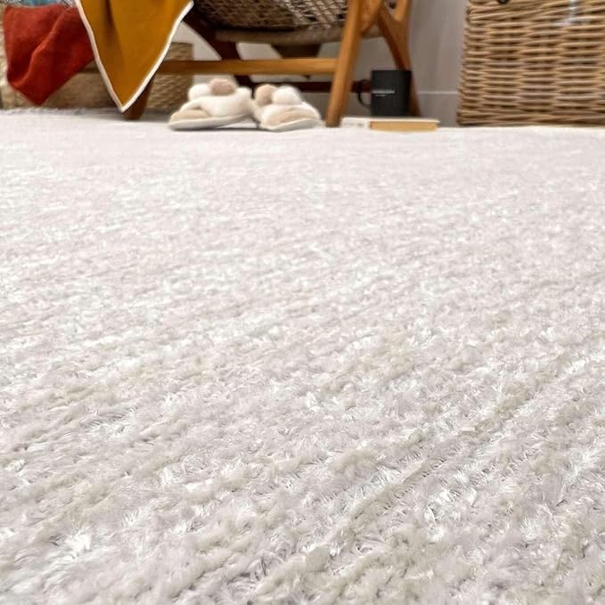 Alfa Rich 5x8 White Washable Area Rugs for Living Room Bedroom Kitchen Cotton Decor Rug