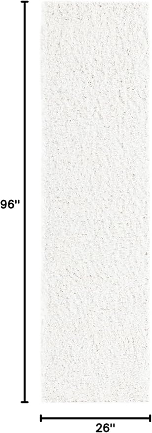 Unique Loom Davos Shag Collection Area Rug - Solid (2' 2" x 8' Runner, White/ Ivory)