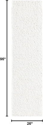 Unique Loom Davos Shag Collection Area Rug - Solid (2' 2" x 8' Runner, White/ Ivory)