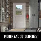 GORILLA GRIP 100% Waterproof All-Season WeatherMax Doormat US Designed Natural Rubber, Stain and Fade Resistant, Low Profile Indoor Outdoor Door Mats, Easy Clean Patio Mat, 23x35, Taupe Grid