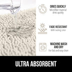GORILLA GRIP Bath Rug Mat 30x20, Thick Soft Absorbent Chenille, Quick Dry Microfiber Mats, Rubber Backing Washable Shower Floor Rugs, US Designed Bathroom Bathmat Home Decor Accessories, Ivory Cream