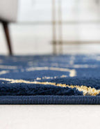 Unique Loom Glam Collection Area Rug - Trellis (7' 10" Round, Navy Blue Gold/ Gold)