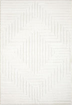 Abani Neutral Cream Area Rug 5' x 8' for Living Room, Bedroom - Tone-on-Tone Geometric Design - Durable & Easy to Clean
