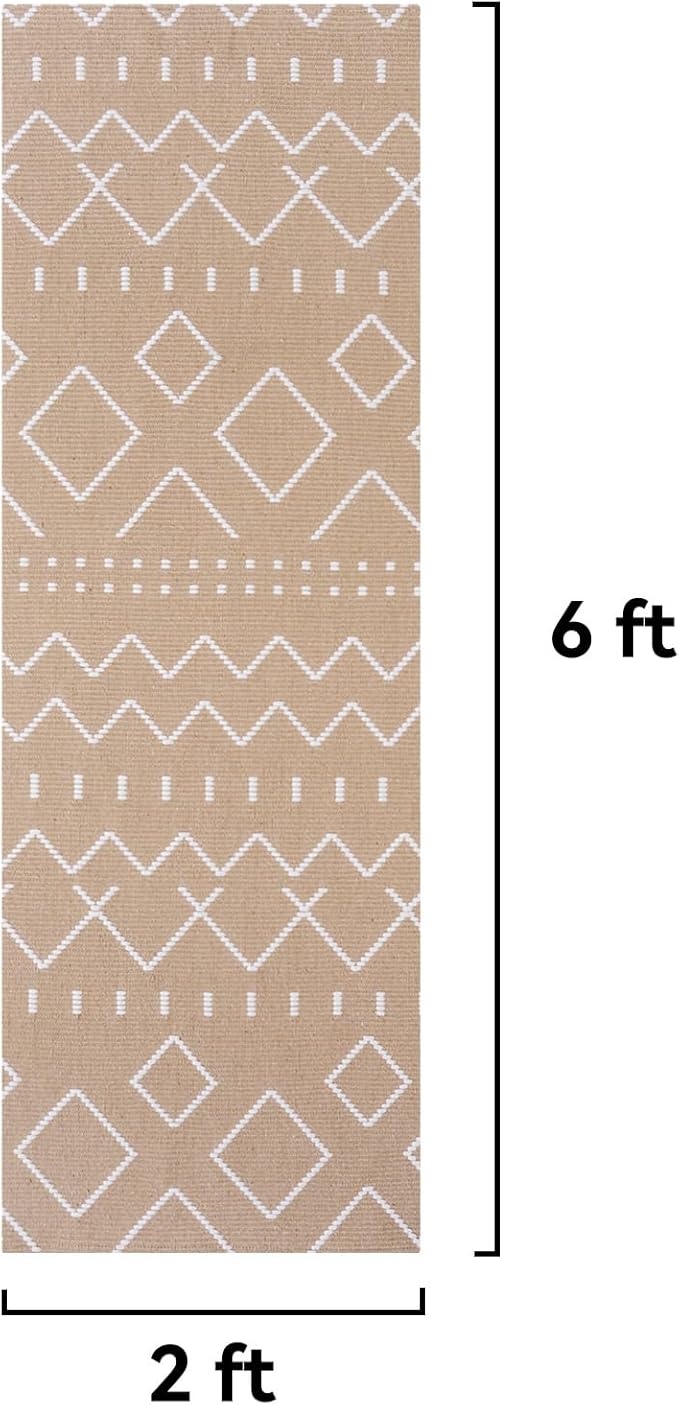 Hallway Runner Rug 2x6, Washable Kitchen Runners Non Slip, Ultra Thin Entryway Floor Mat Fit Under Door, Soft Low Pile Cotton Boho Carpet for Laundry Outdoor Bedroom