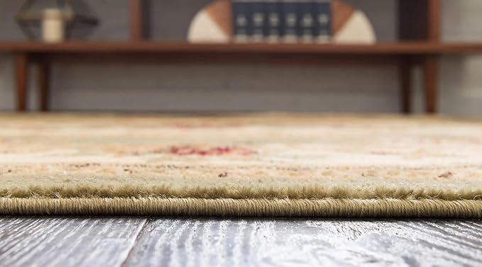Unique Loom Versailles Collection Traditional Classic Floral Motif Area Rug (7' 11 x 10' 0 Oval, Green/Ivory)