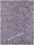 Modern Design Premium Cowhide Leather Carpet with Chevron Pattern, Area Rug (Natural Multi Grey, 9x15)