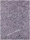 Modern Design Premium Cowhide Leather Carpet with Chevron Pattern, Area Rug (Natural Multi Grey, 3x10)