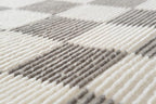 Revival Rugs Gambit 6'7"x9' Checkered Rug Washable Area Rug for Living Room Bedroom - 100% Recycled Oeko-TEX Certified, Medium Pile, Gray, Beige