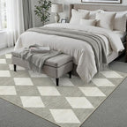 6x9 Checkered Area Rugs for Living Room Grey Machine Washable Large Rug Non-Slip Stain Resistant Low Pile Boho Accent Indoor Throw Carpet for Bedroom Dining Room Classroom