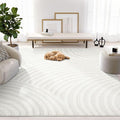 Abani Nomad Cream Tone-on-Tone Area Rug 6' x 9' for Living Room, Bedroom - Linear Curves Pattern - Durable & Easy to Clean