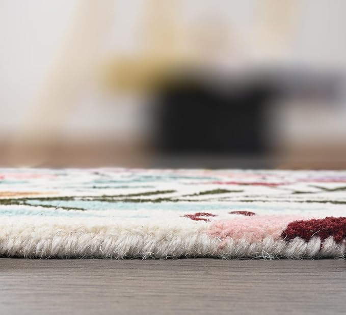 Hand-Tufted Floral Area Rug - Colorful Garden Design with Beautiful Flower Patterns - Modern Style Premium Carpet for Living Room & Bedroom or Kitchen (9'x12')