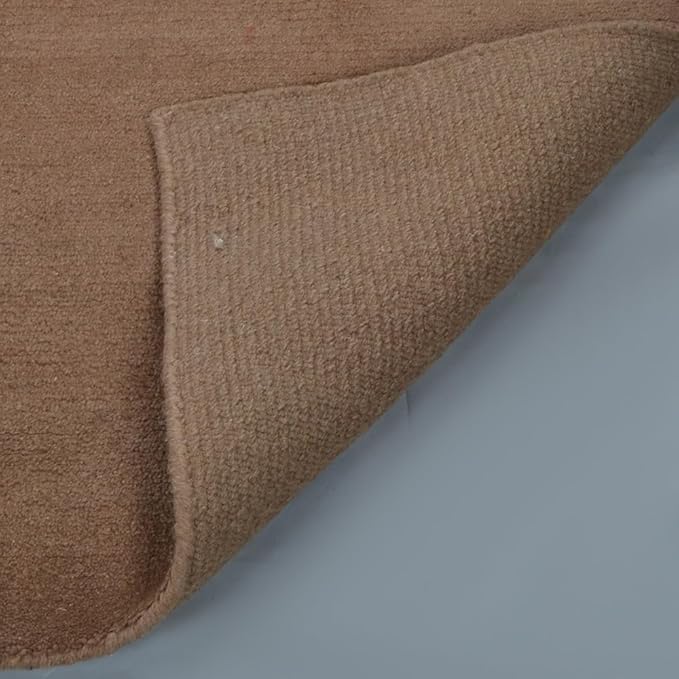 Rugsotic Carpets Hand Knotted Gabbeh Wool 6'x9' Area Rug Solid Camel L00111