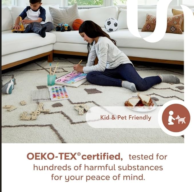 Nuloom SuperiorWash Collection Kai Off-White, 3'9" x 6', Fluffy and Cozy, High Traffic, Stain Resistant, Easy Clean, Durable Washable Area Rug for Bedroom, Living Room, Dining, Den, Foyer, Entryway