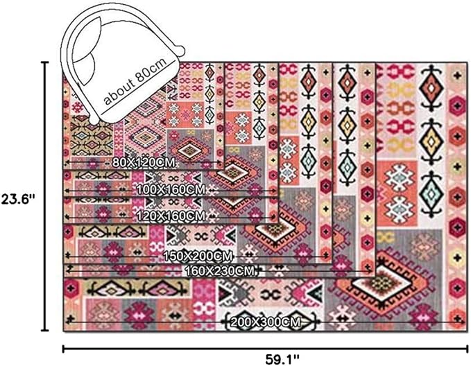 Vintage Boho Area Rugs Multicolor Ethnic Style Geometric Splicing Carpets Bedroom Living Room Kitchen Floor Mats Indoor Outdoor Non-Shedding Runner Rug Home Décor Carpet 2' X 5'