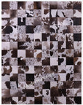 Modern Design Premium Cowhide Leather Carpet with Chevron Pattern, Area Rug (D.Brown/White, 2x3)