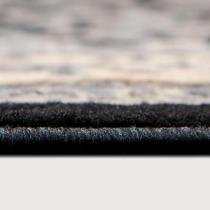 Rugs.com Yasmin Collection Rug – 16 Ft Runner Black Medium Rug Perfect for Hallways, Entryways