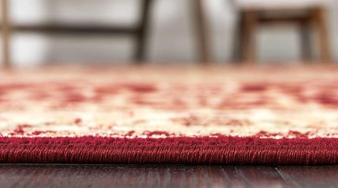 Unique Loom Versailles Collection Traditional Classic Medallion Floral Motif Area Rug (5' 0 x 8' 0 Rectangular, Burgundy/ Ivory)