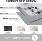 Cosmos Flowers Bathroom Mat Rugs Black and White Pattern Microfiber Faux Cashmere Thick Plush Bath Mat Non-Slip Water Absorbent Bath Carpet for Bathtub Bathroom Floor Tub 16X24 Inch