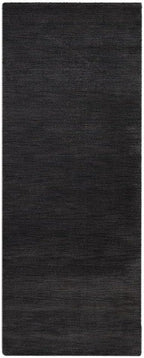 Hand Knotted Loom Wool ECO-Friendly Area Rugs - 2'6''x12', Runner, Charcoal Color, Solid Plain Design, High Pile Handmade Anti Skid Area Rugs for Living Room, Bed Room (L00111)