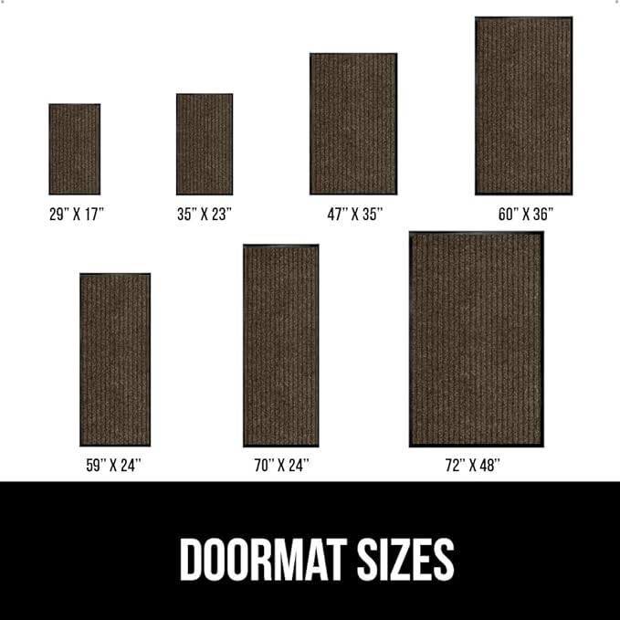 GORILLA GRIP Waterproof Traffic Guard Door Mat, 35x23, Heavy Duty Entryway Mats, Strong Rubber Back Commercial Utility Rugs for Office Hallway, Garage Floor and Home, Low Profile Carpet Runner, Brown