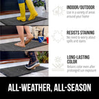 GORILLA GRIP 100% Waterproof All-Season WeatherMax Doormat, 47x35, Durable Natural Rubber, Stain and Fade Resistant, Low Profile, Indoor Outdoor Door Mats, Easy Clean Patio Entrance Mat, Steel Chevron