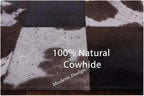 Modern Design Premium Cowhide Leather Carpet with Chevron Pattern, Area Rug (D.Brown/White, 3x14)