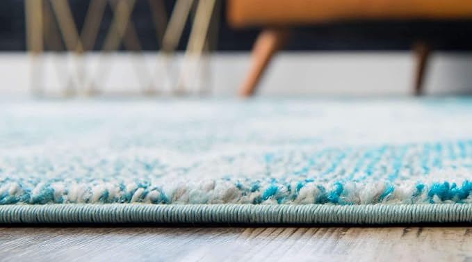 Unique Loom Positano Collection Coastal Modern Fish Light Blue Area Rug (9' x 12')