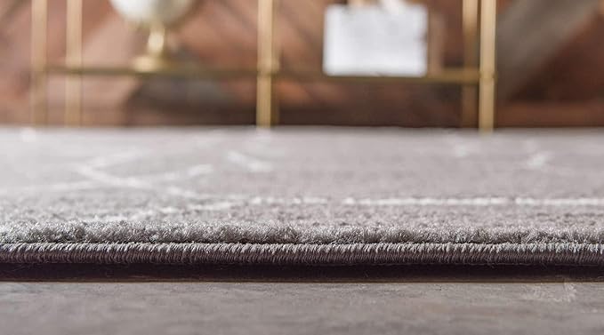 Unique Loom Trellis Frieze Collection Area Rug - Geometric (2' x 13' 1" Runner Dark Gray/Ivory)