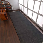 Rugsotic Carpets Hand Woven Flat Weave Kilim Wool ECO-Friendly Area Rugs - 2'6''x10', Runner Shape, Charcoal Color, Solid Plain Design, Low Pile Handmade Rugs for Living Room, Bed Room (D00111)