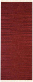Rugsotic Carpets Hand Woven Flat Weave Kilim Wool 2'6''x6' Runner Area Rug Solid Burgundy D00111