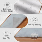 Native Tribal Geometry Round Rug Vintage Blue White Living Room Bedroom Area Rug Non Slip Soft Low Pile Washable Indoor Floor Carpet for Dining Room Kitchen Office Entryway 4ft