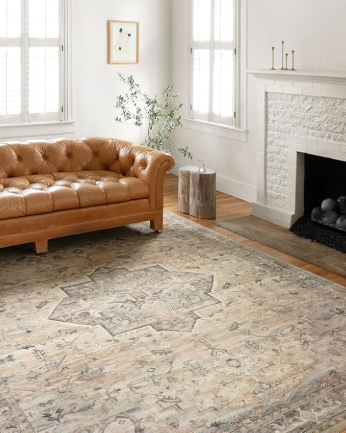Loloi Hathaway Collection HTH-07 Multi/Ivory 9'-0" x 12'-0", .25" Thick Area Rug, Soft, Durable, Printed, Modern, Low Pile, Non-Shedding, Easy Clean, Living Room Rug
