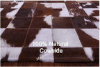 Modern Design Premium Cowhide Leather Carpet with Chevron Pattern, Area Rug (Brwon/White, 12x15)
