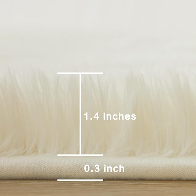 Andency 8x10 Area Rugs for Living Room, Cream Non-Slip Fluffy Soft Large Shag Bedroom Carpet, Big Indoor Thick Nursery Rug for Kids Dorm Home Decor Aesthetic