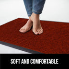 GORILLA GRIP Waterproof Traffic Guard Door Mat, 2 Pack Heavy Duty Entryway Mats, Strong Rubber Back Commercial Utility Rugs for Office Hallway, Garage Floor and Home, Low Profile Carpet, 35x23, Red