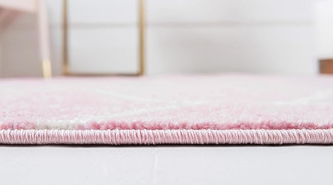 Rugs.com Lattice Frieze Collection Rug – 3' Square Light Pink Medium Rug Perfect for Living Rooms, Kitchens, Entryways