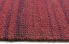 Rugsotic Carpets Hand Woven Flat Weave Kilim Wool ECO-Friendly Area Rugs - 10'x10', Square Shape, Dark Red Color, Solid Plain Design, Low Pile Handmade Rugs for Living Room, Bed Room (D00111)