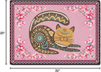 Cartoon Animal Pattern Area Rug Cute Cat Luxury Floral Decor for Carpet Farmhouse Bedroom Living Room Rugs Bathroom Kitchen Runner Mat Indoor Outdoor Non Slip Doormat 1.6' X 2.6'