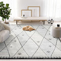 Abani Viva Cream & Grey Area Rug 4' x 6' for Living Room, Bedroom - Farmhouse Diamond Pattern - Durable & Easy to Clean