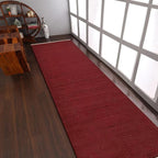 Rugsotic Carpets Hand Woven Flat Weave Kilim Wool ECO-Friendly Area Rugs - 3'x13', Runner Shape, Dark Red Color, Solid Plain Design, Low Pile Handmade Rugs for Living Room, Bed Room (D00111)