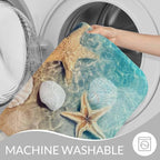 Palm Starfish Seashell Bath Rugs Microfiber Bathroom Mat Soft Plush Shaggy Shower Mat for Bathroom Fluffy Comfortable Water Absorbent Carpet Non-Slip Machine Washable 16"X24"