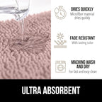 GORILLA GRIP Bath Rug Mat 30x20, Thick Soft Absorbent Chenille, Quick Dry Microfiber Mats, Rubber Backing Washable Shower Floor Rugs, US Designed Bathroom Bathmat Home Decor Accessories, Dusty Rose