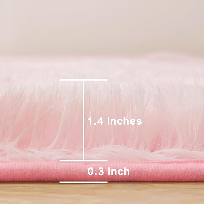 Andency 8x10 Area Rugs for Living Room, Pink Non-Slip Fluffy Soft Large Shag Bedroom Carpet, Big Indoor Thick Nursery Rug for Kids Dorm Home Decor Aesthetic